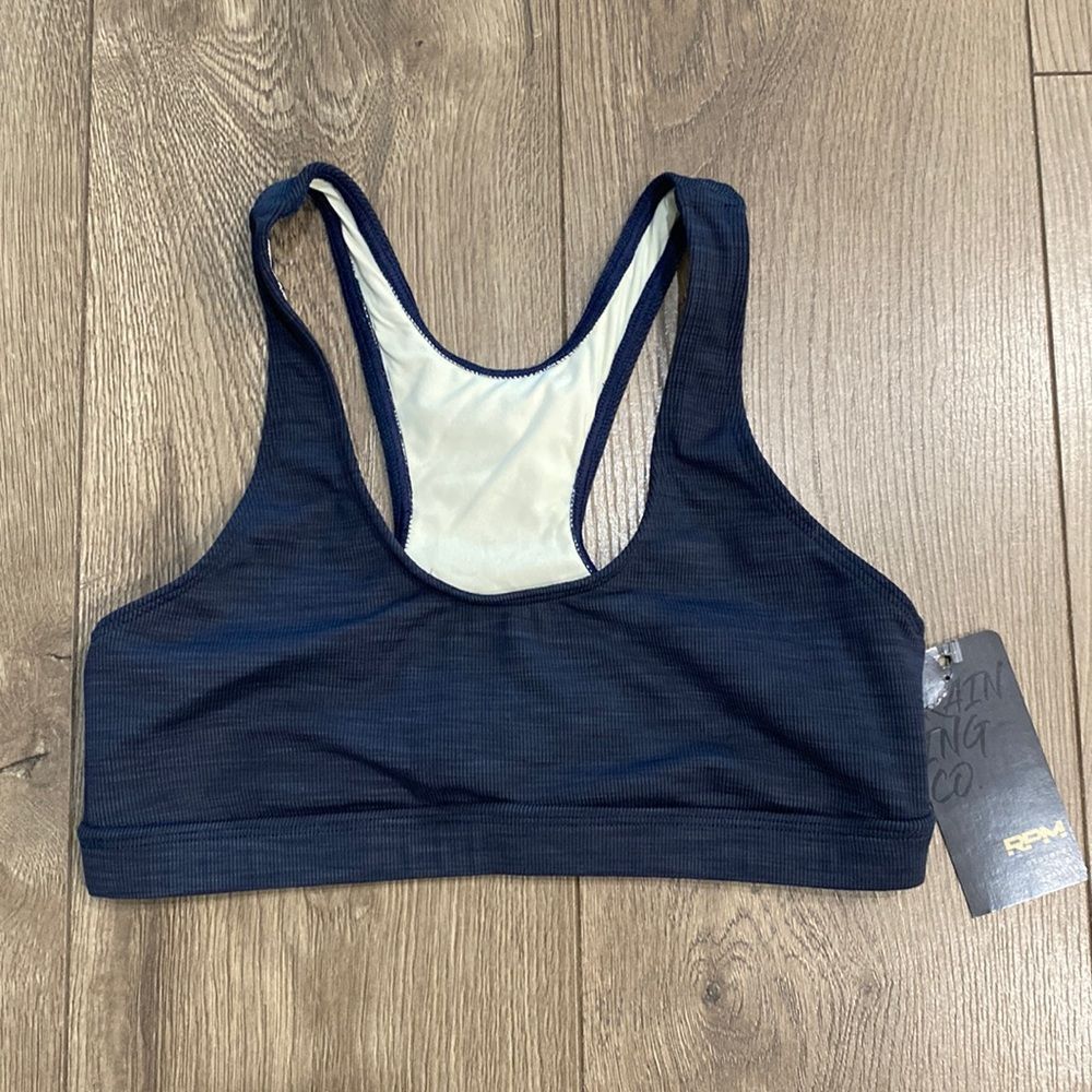 RPM Whitney Blix Bra Blue Ribbed Racerback Training Sports Bra Size Small - Picture 6 of 11